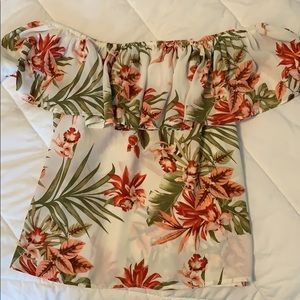 Floral off the shoulder top.